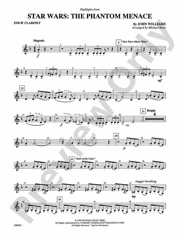 Star Wars® Episode I The Phantom Menace, Highlights from 2nd Bflat