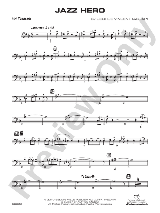 Jazz Hero 1st Trombone 1st Trombone Part Digital Sheet Music Download