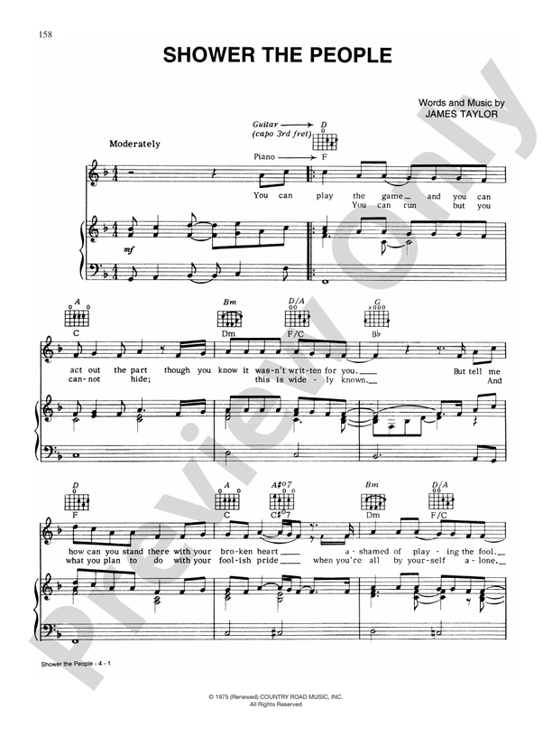 Shower the People: Piano/Vocal/Chords: James Taylor - Digital Sheet ...