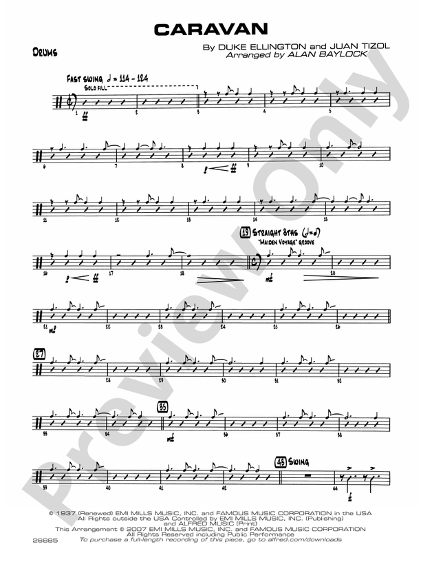 Caravan Drums Drums Part Digital Sheet Music Download