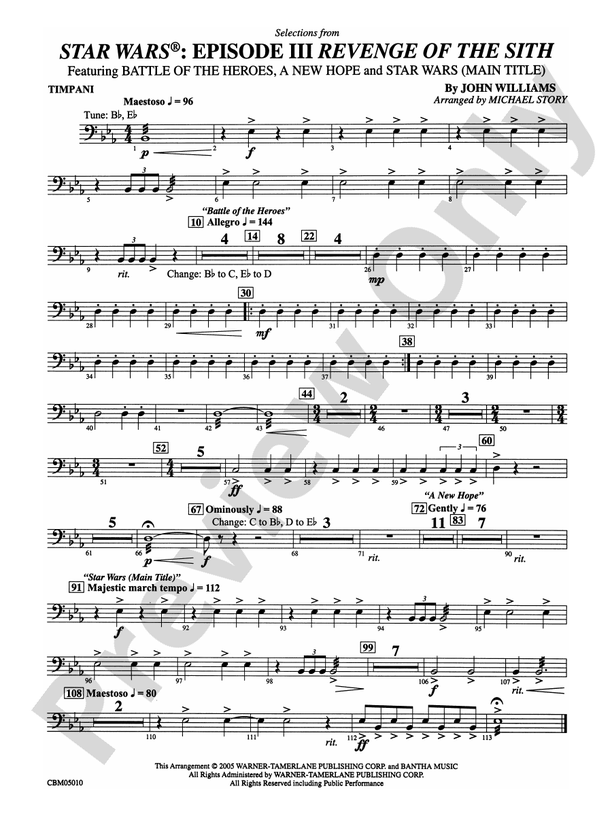 Star Wars® Episode III Revenge of the Sith Timpani Timpani Part