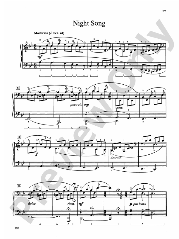 Night Song - Piano Solo