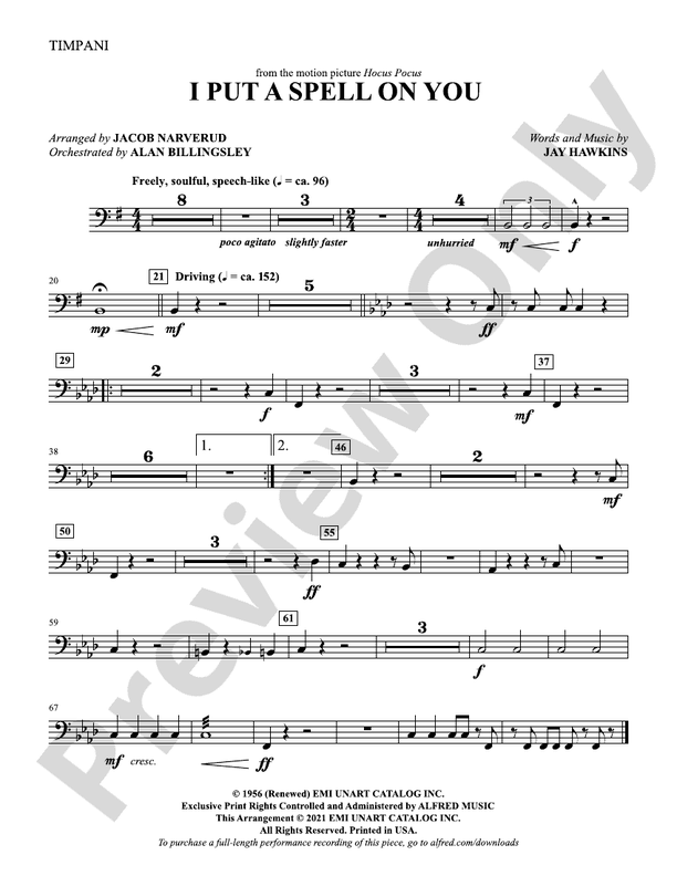 I Put a Spell on You Timpani Timpani Part Digital Sheet Music Download
