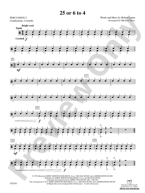 25 Or 6 To 4 2nd Percussion 2nd Percussion Part Digital Sheet Music 25-or-6-to-4-2nd-percussion-2nd-percussion-part-digital-sheet-music
