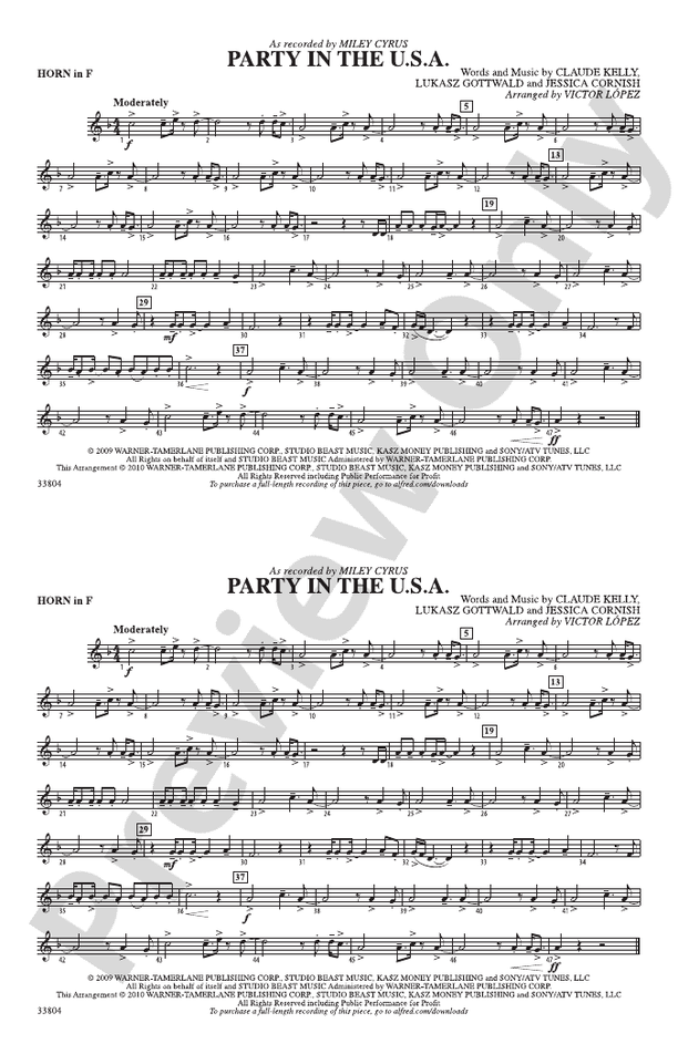 Party in the U.S.A.: 1st F Horn