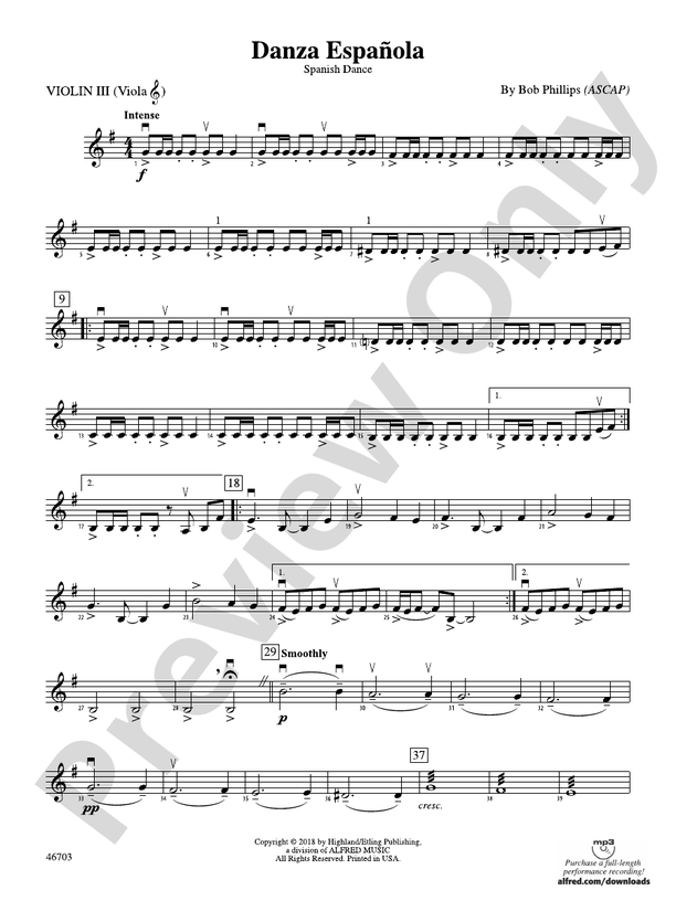 Danza Española 3rd Violin Viola Tc 3rd Violin Viola Tc Part Digital Sheet Music Download 0889