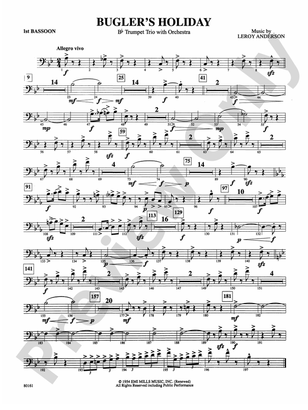 Bugler's Holiday Bassoon Bassoon Part Digital Sheet Music Download
