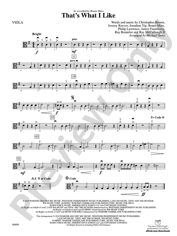 That's What I Like Viola Viola Part Digital Sheet Music Download