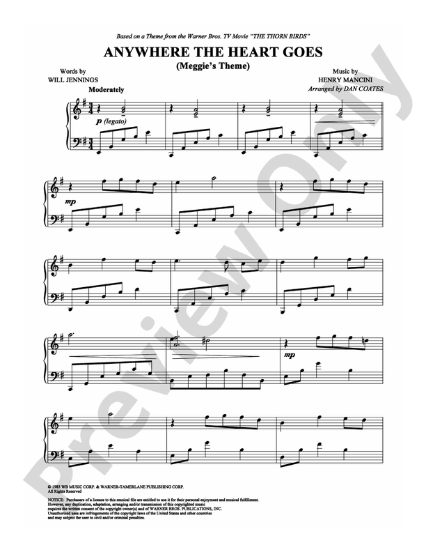 Henry Mancini Anywhere The Heart Goes Song www.alfred.com