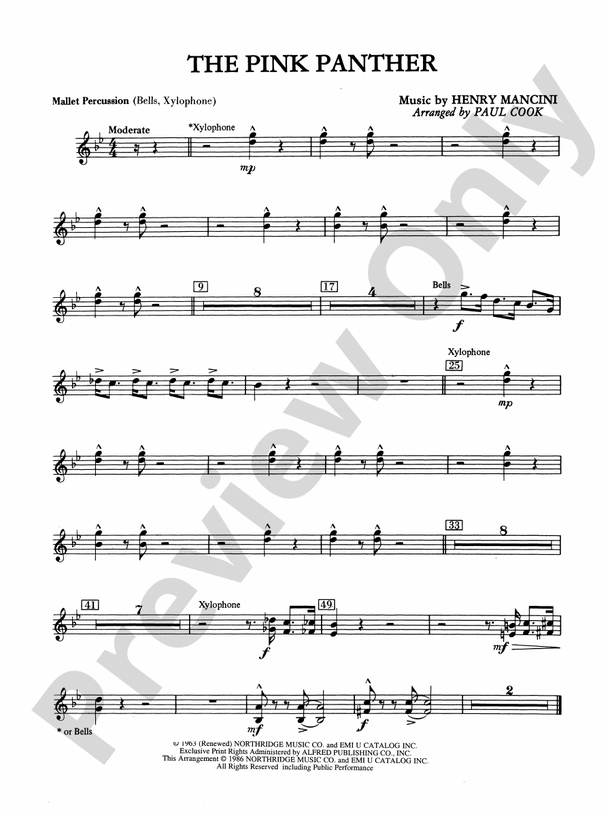 The Pink Panther: Mallets: Mallets Part - Digital Sheet Music Download