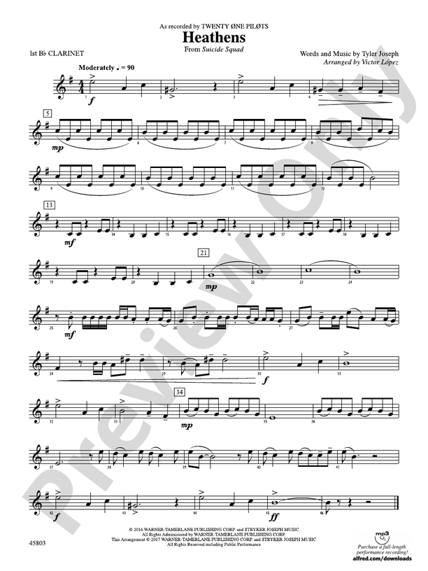 Heathens: 1st B-flat Clarinet