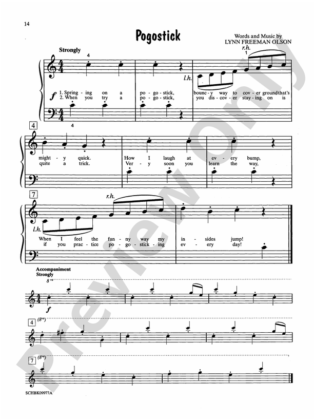 Pogostick - Piano Solo with Lyrics (with Optional Duet Accompaniments)