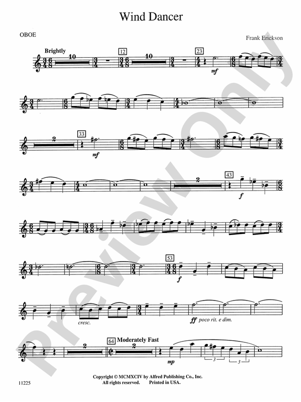 Wind Dancer Oboe Oboe Part Digital Sheet Music Download