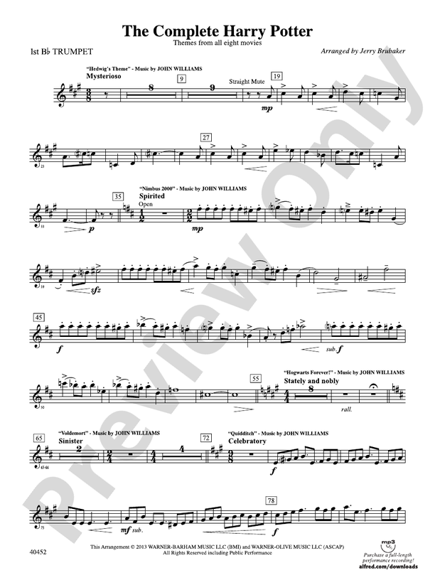 The Complete Harry Potter 1st Bflat Trumpet 1st Bflat Trumpet Part Digital Sheet Music