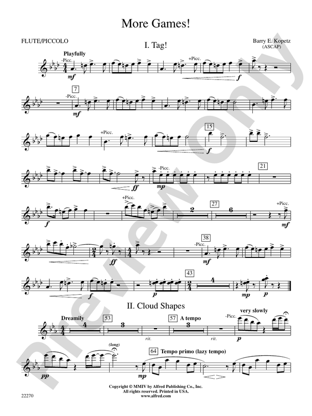 More Games! Flute Flute Part Digital Sheet Music Download