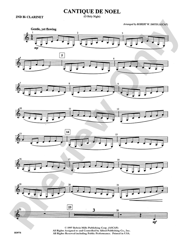 Cantique De Noel (O Holy Night): 2nd B-flat Clarinet: 2nd B-flat ...