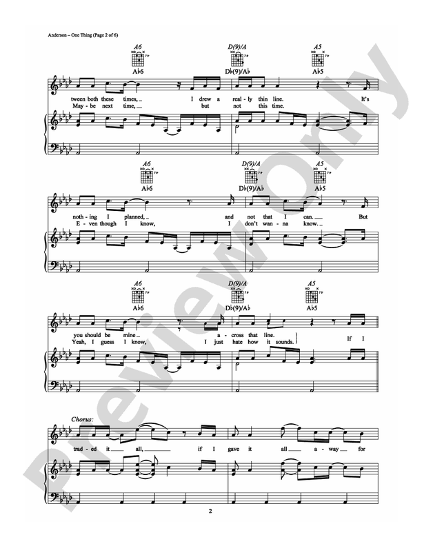 One thing piano vocal chords finger eleven digital sheet music download