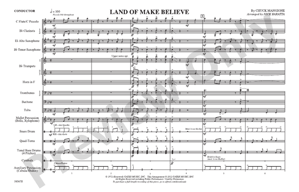Land of Make Believe: Marching Band Conductor Score & Parts: Chuck