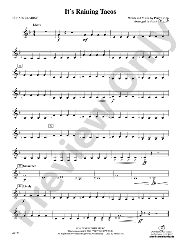 RAINING TACOS/PBB 1: B-flat Bass Clarinet