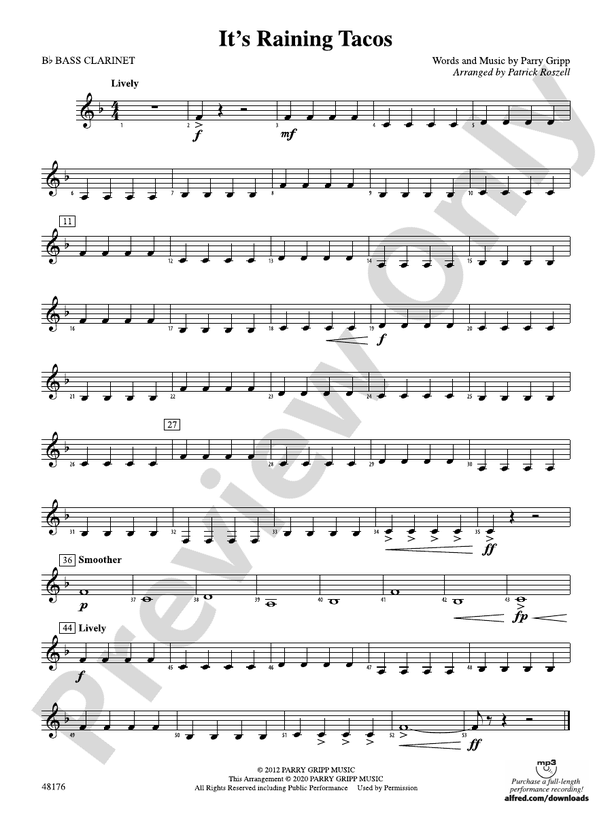 Free Its Raining Tacos by Parry Gripp sheet music