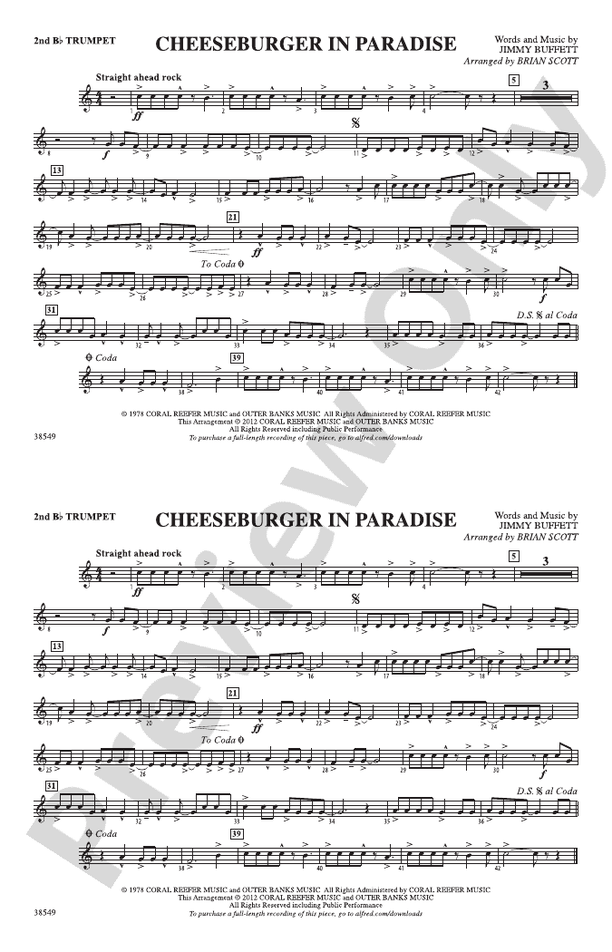 Cheeseburger in Paradise 2nd Bflat Trumpet 2nd Bflat Trumpet Part Digital Sheet Music Download