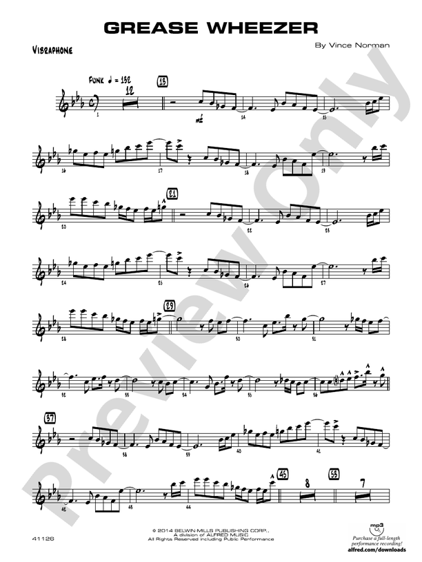 Grease Wheezer: Vibraphone: Vibraphone Part - Digital Sheet Music Download