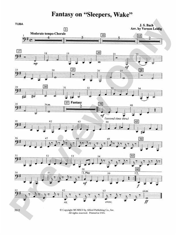 Fantasy on "Sleepers, Wake": Tuba