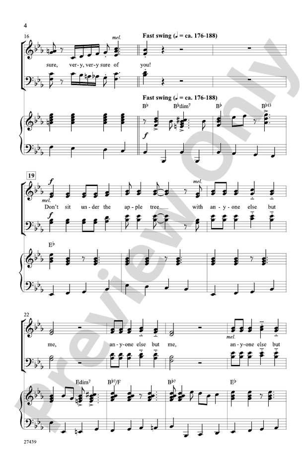 Dont Sit Under The Apple Tree Satb Choral Octavo Charlie Tobias Digital Sheet Music Download 0772