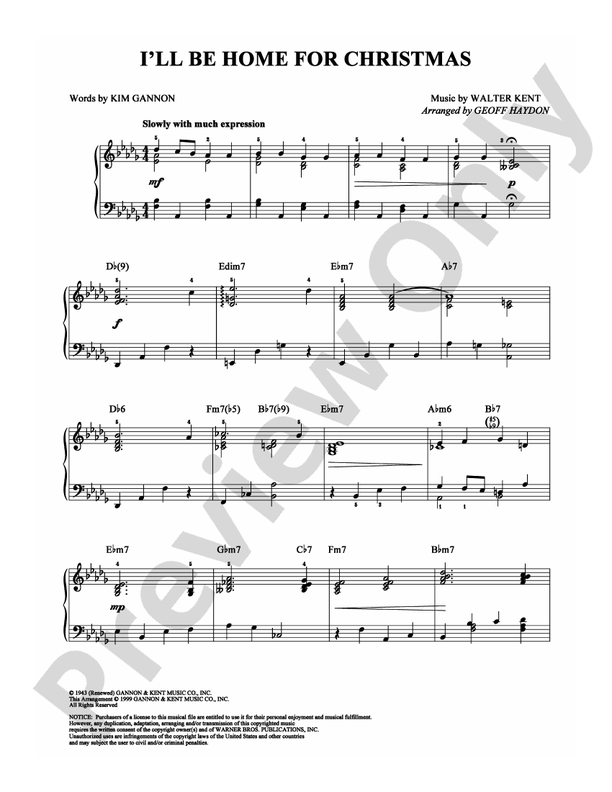 I'll Be Home For Christmas Piano Karaoke I'll Be Home For Christmas: Piano: Walter Kent - Digital Sheet Music