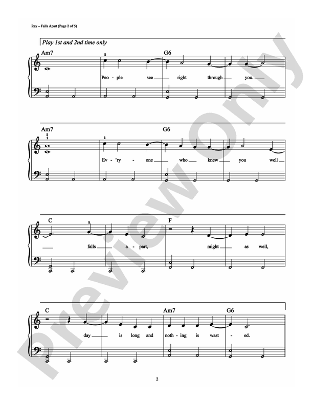 Falls Apart Easy Piano Sugar Ray Digital Sheet Music Download