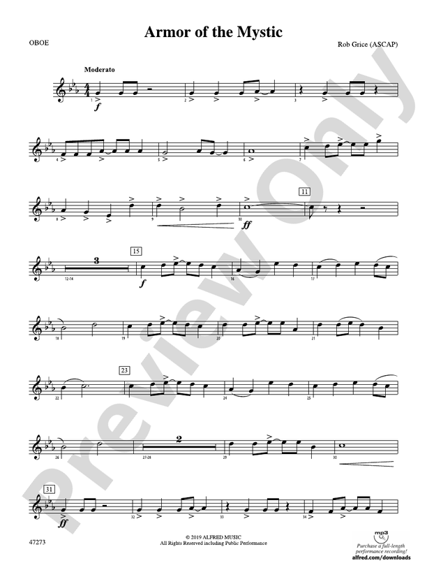 Armor of the Mystic Oboe Oboe Part Digital Sheet Music Download