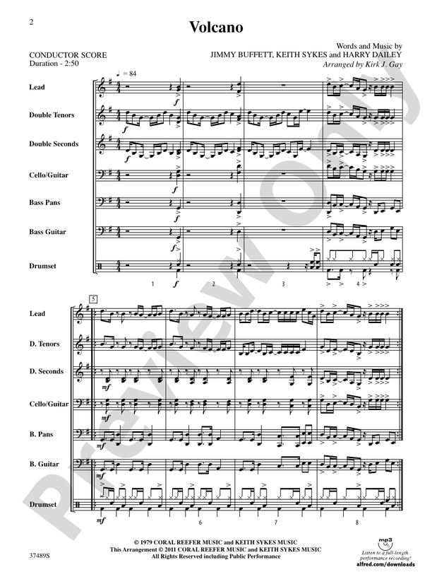 Volcano Steel Drum Conductor Score & Parts Keith Sykes Digital