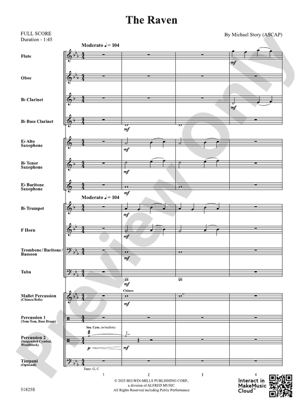 The Raven: Score: Concert Band Score - Digital Sheet Music Download