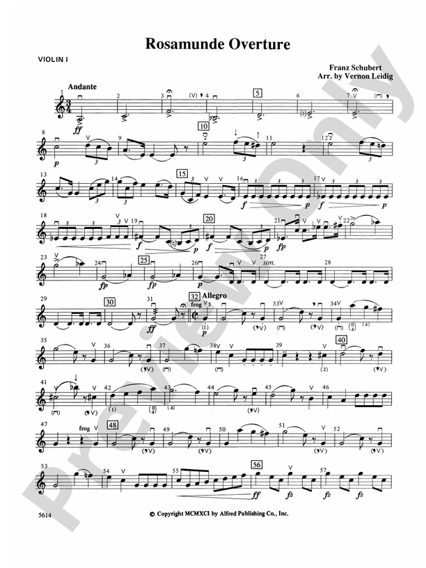Rosamunde Overture, Opus 26 1st Violin 1st Violin Part Digital