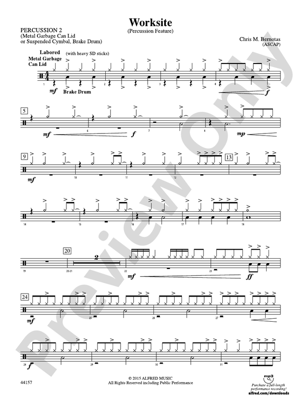 Worksite: 2nd Percussion: 2nd Percussion Part - Digital Sheet Music ...