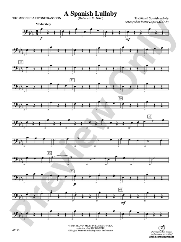 A Spanish Lullaby 1st Trombone 1st Trombone Part Digital Sheet