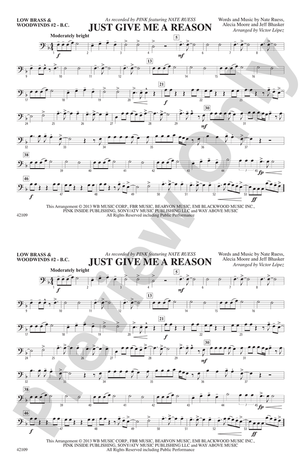 Just Give Me a Reason: Low Brass & Woodwinds #2 - Bass Clef
