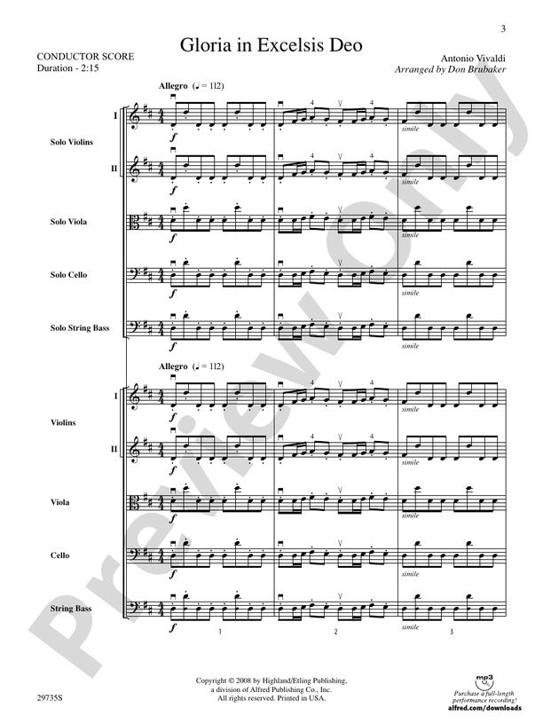 Gloria In Excelsis Deo: Score: String Orchestra Score