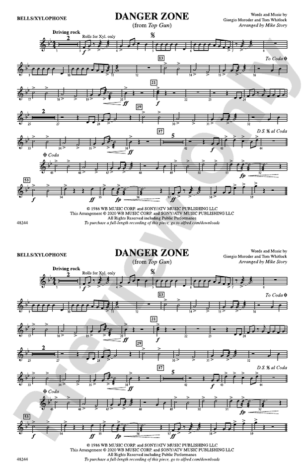 Danger Zone Bells Bells Part Digital Sheet Music Download