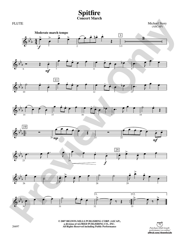 Spitfire Flute Flute Part Digital Sheet Music Download