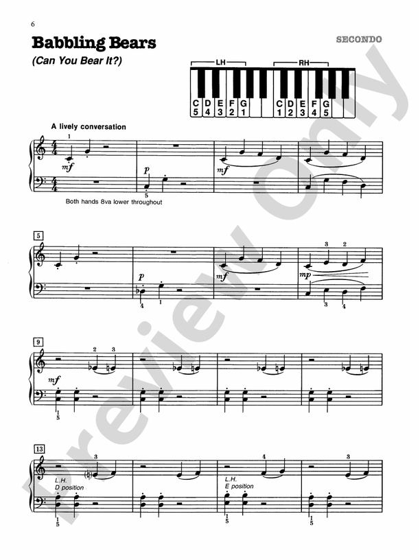 Babbling Bears (Can You Bear It?) - Piano Duet (1 Piano, 4 Hands)