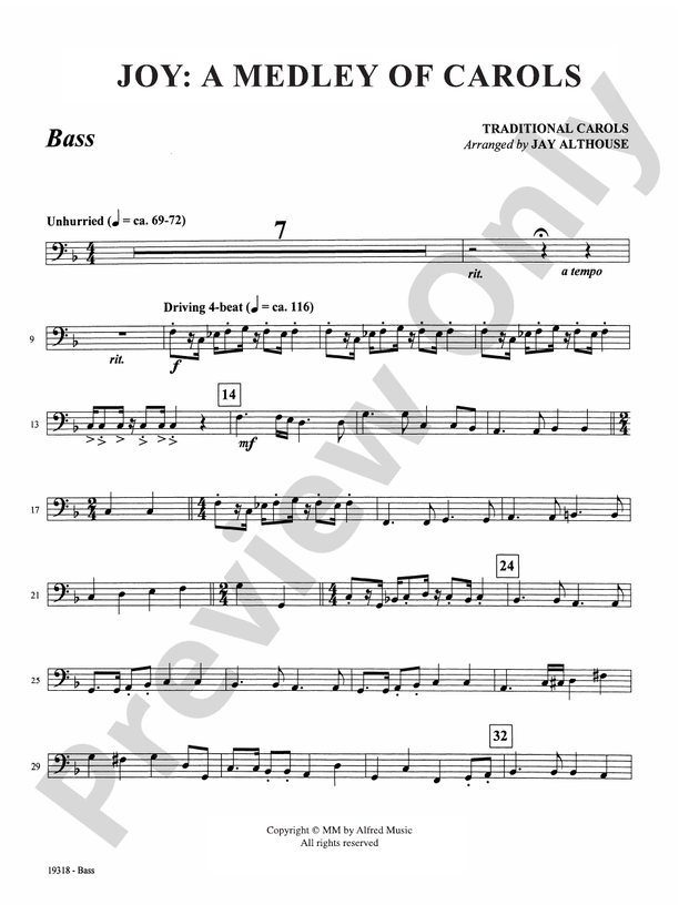 Joy: A Medley of Carols: String Bass