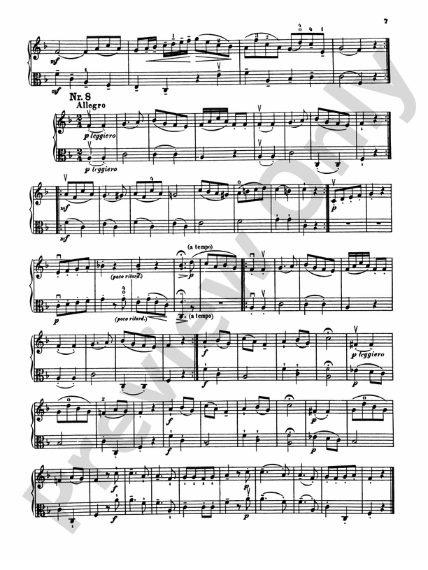 Mozart Twelve Duets K 487 Arranged Duet No 8 Part Digital Sheet Music Download 2070