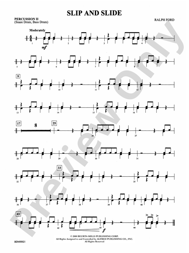 Slip and Slide 2nd Percussion 2nd Percussion Part Digital Sheet