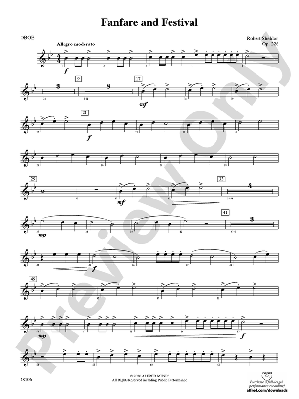 Fanfare and Festival: Oboe: Oboe Part - Digital Sheet Music Download