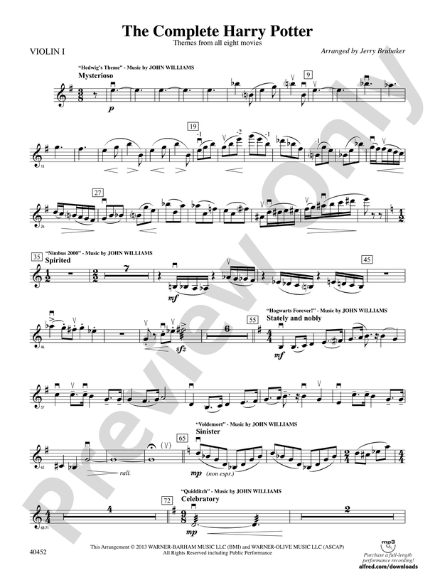 The Complete Harry Potter 1st Violin 1st Violin Part Digital Sheet