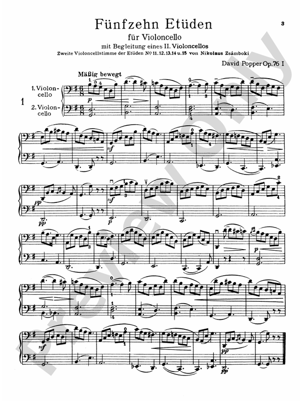 Boost Slumber kim Popper: Fifteen Etudes for Cello, Op. 76: Cello Book: David Popper -  Digital Sheet Music Download