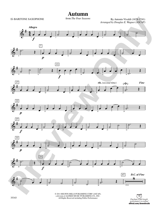 Autumn (from The Four Seasons): E-flat Baritone Saxophone