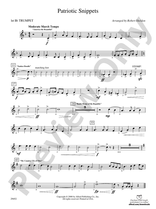 Patriotic Snippets: 1st B-flat Trumpet: 1st B-flat Trumpet Part ...