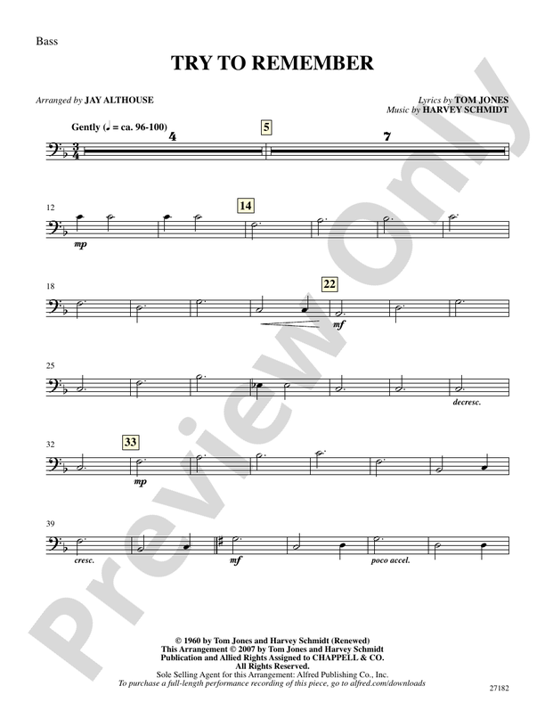 Try to Remember (from The Fantasticks): String Bass